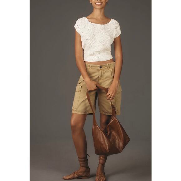 CITIZENS OF HUMANITY Naya Cargo Shorts Womens 27 Kahki Tan Pockets Surplus NEW